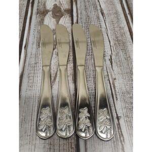 4 Cambridge PALM TREE w/ Coconuts Stainless Satin 5 1/2" Butter Knives Minii